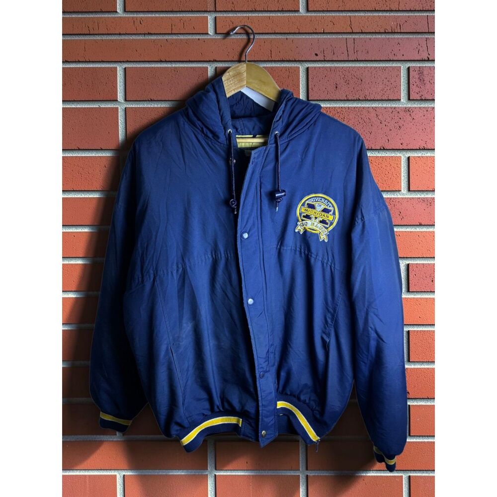 Vintage Starter Michigan Wolverines Jacket Men's Large Hooded NCAA Blue